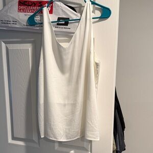 Elegant White Satin Sleeveless Blouse